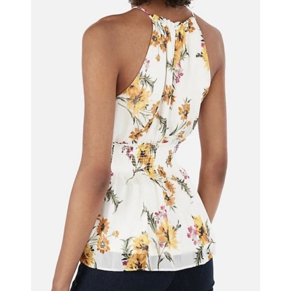 Express halter Top blouse XXS white Floral Sleeveless Peplum fairy - Picture 4 of 11